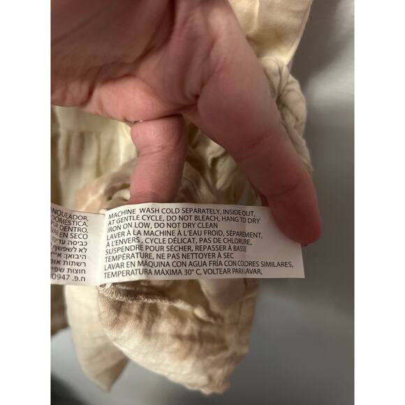 Black Tape Tank Cream Tan Crochet Neck Side Tie Sleeveless Babydoll Top Small - Picture 8 of 11